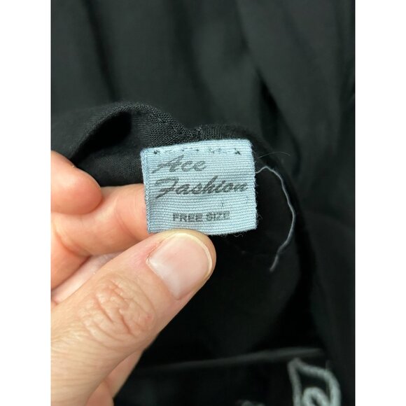 Ace Fashion Black Embroidered Fringe Handkerchief Hem Dress One Size Boho Chic - Picture 6 of 10